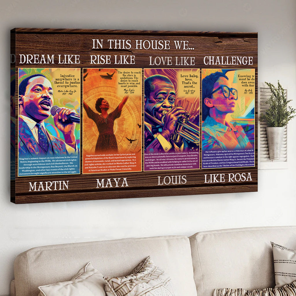 Dream Like Martin Rise Like Maya - Personalized African American Canvas And Poster