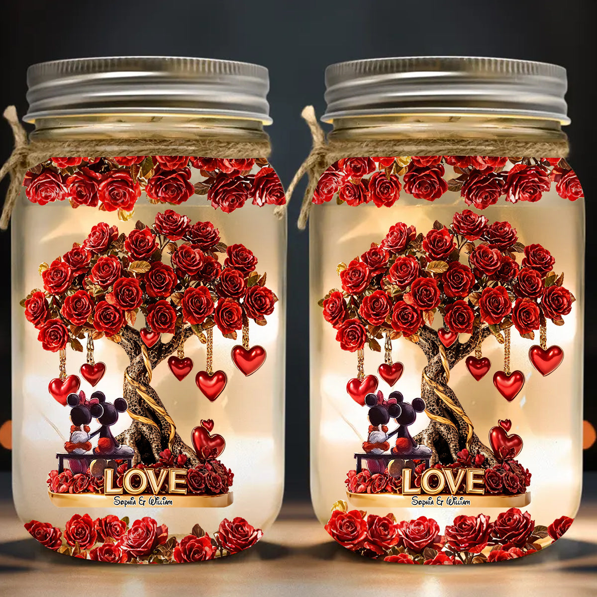 True Love - Personalized Mouse Mason Jar Light