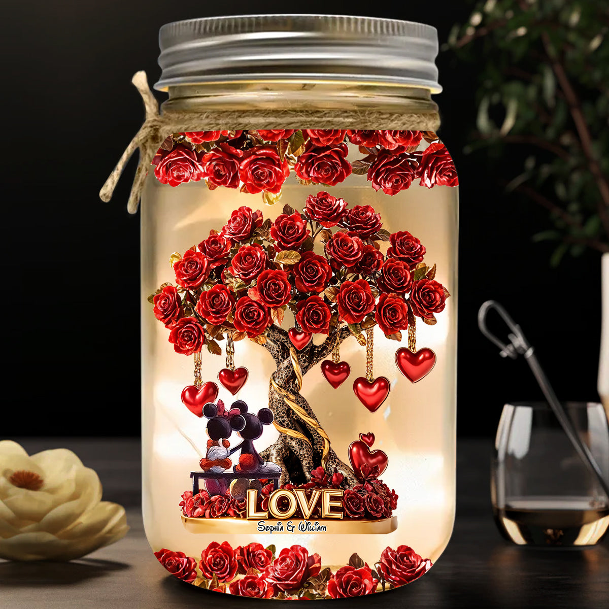 True Love - Personalized Mouse Mason Jar Light