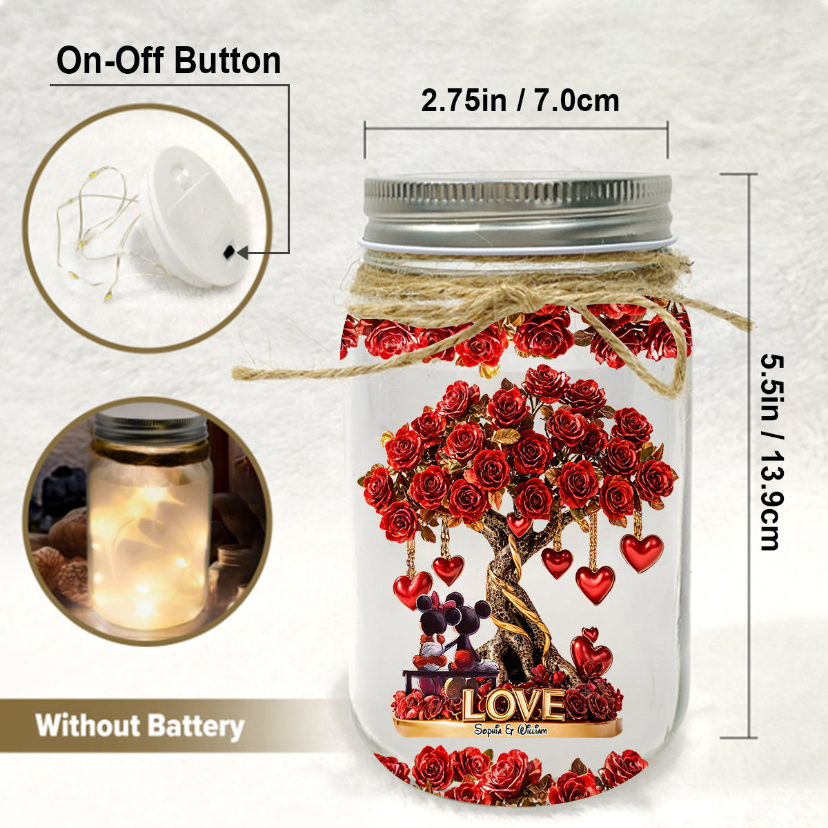 True Love - Personalized Mouse Mason Jar Light