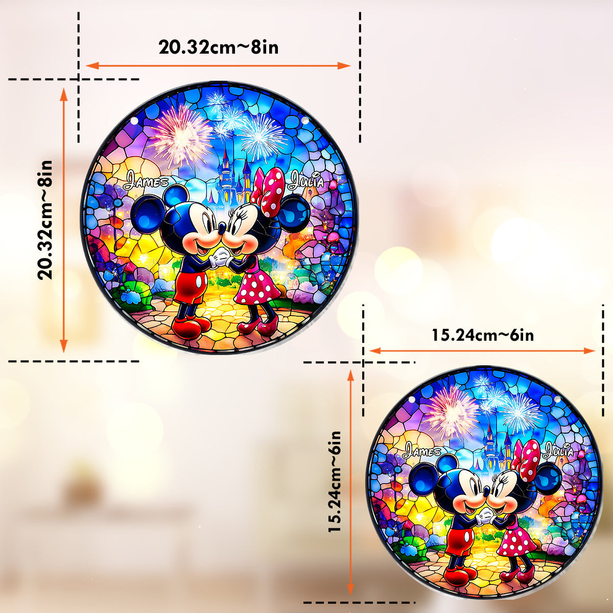 Cute Couple - Personalized Mouse Window Hanging Suncatcher Ornament