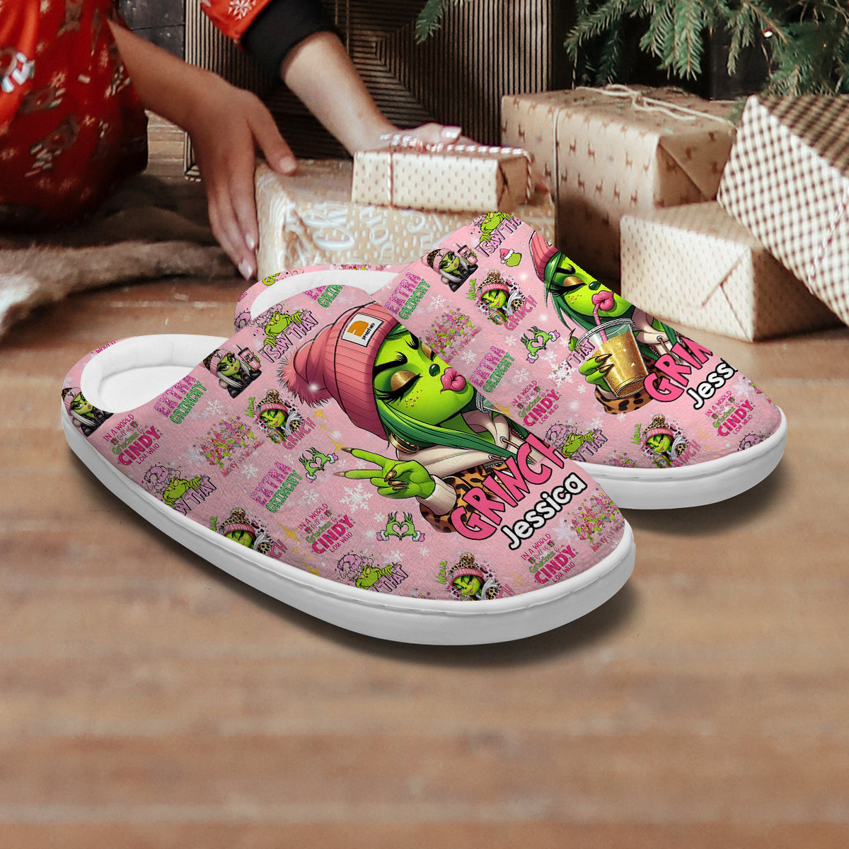 Pinky - Personalized Stole Christmas Slippers