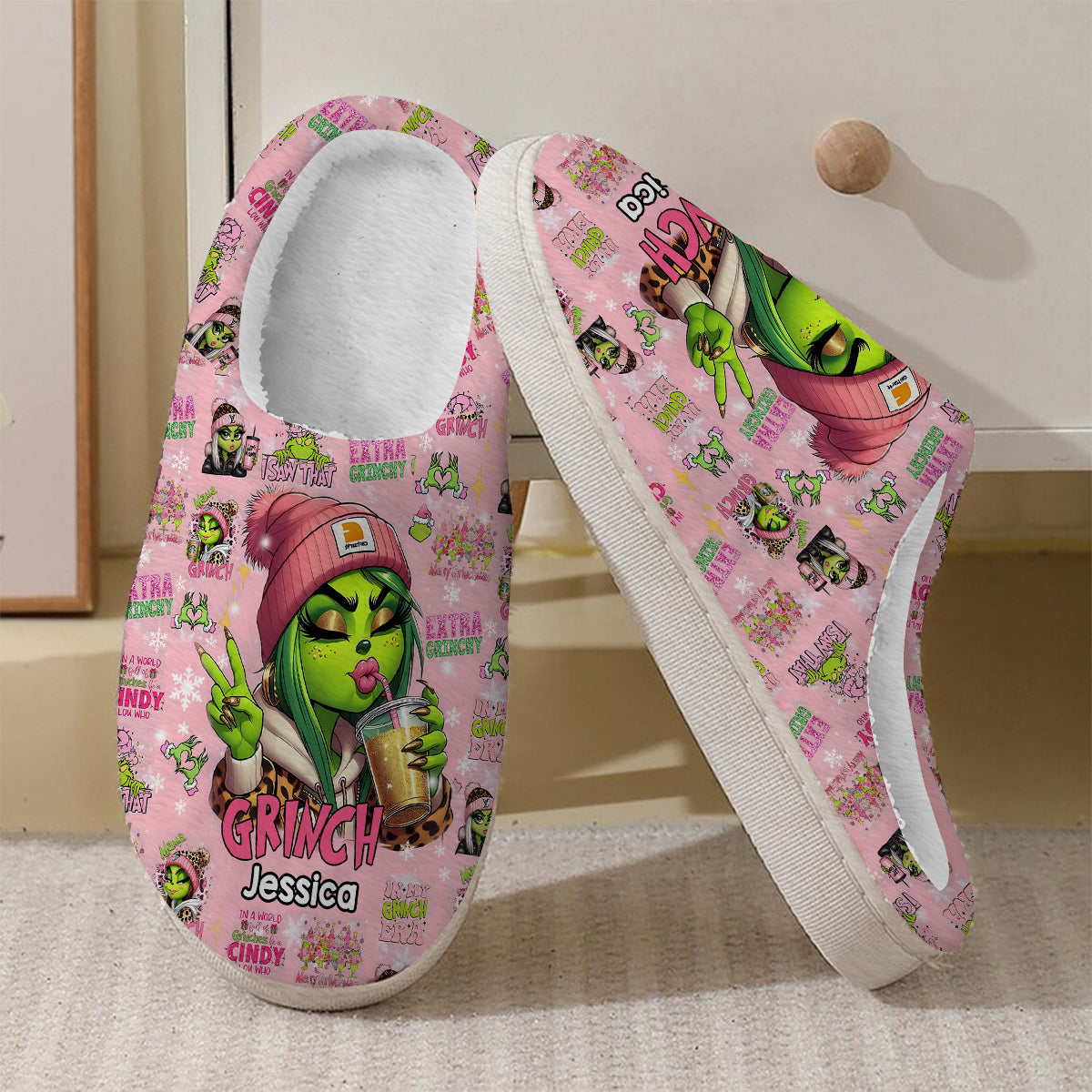 Pinky - Personalized Stole Christmas Slippers