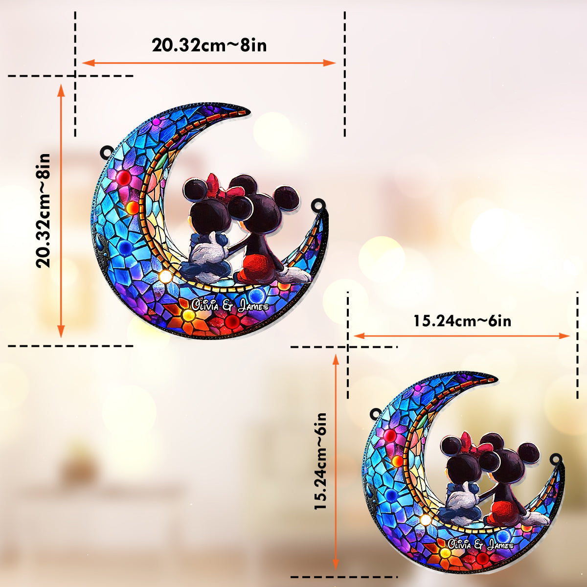 Over The Moon - Personalized Mouse Window Hanging Suncatcher Ornament