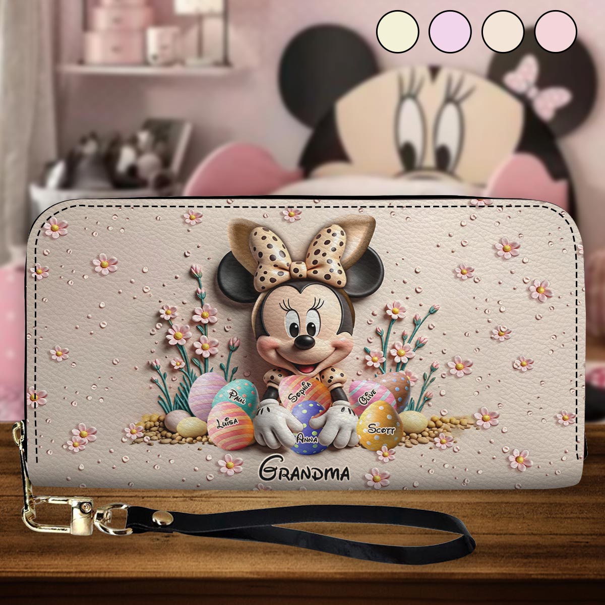 Best Grandma/ Mom Ever - Personalized Mouse Leather Long Wallet