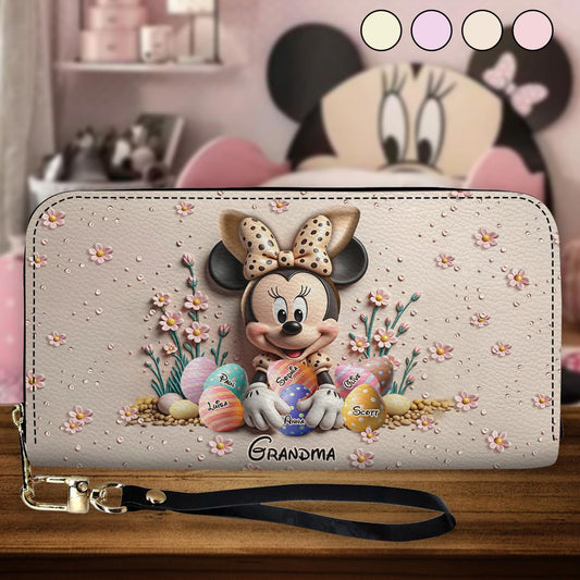 Best Grandma/ Mom Ever - Personalized Mouse Leather Long Wallet