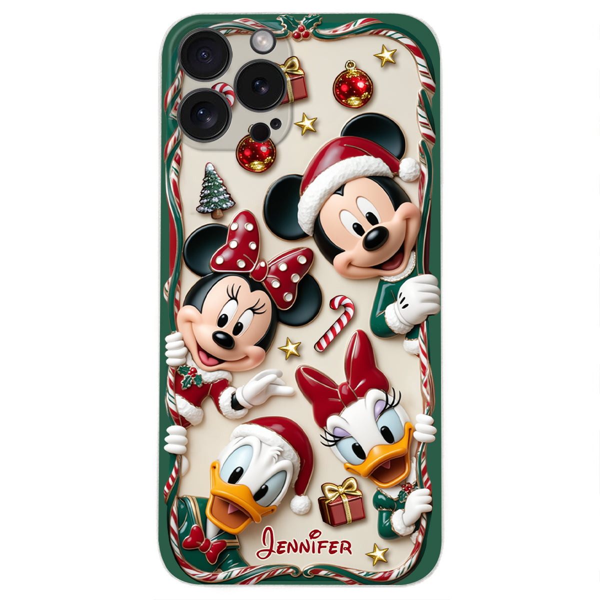 Magical Friends - Personalized Mouse 3D Embossed Leather Phone Case