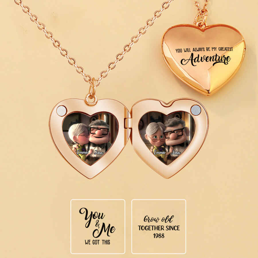 Carl and Elli - Personalized Mouse Locket Pendant Necklace