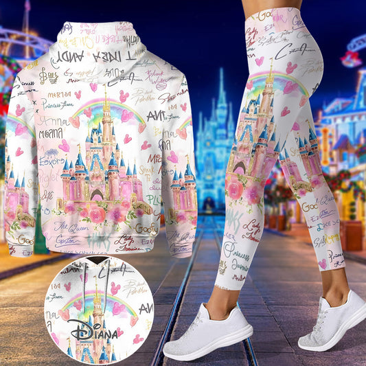 Pink Xmas - Personalized Mouse Hoodie and Leggings