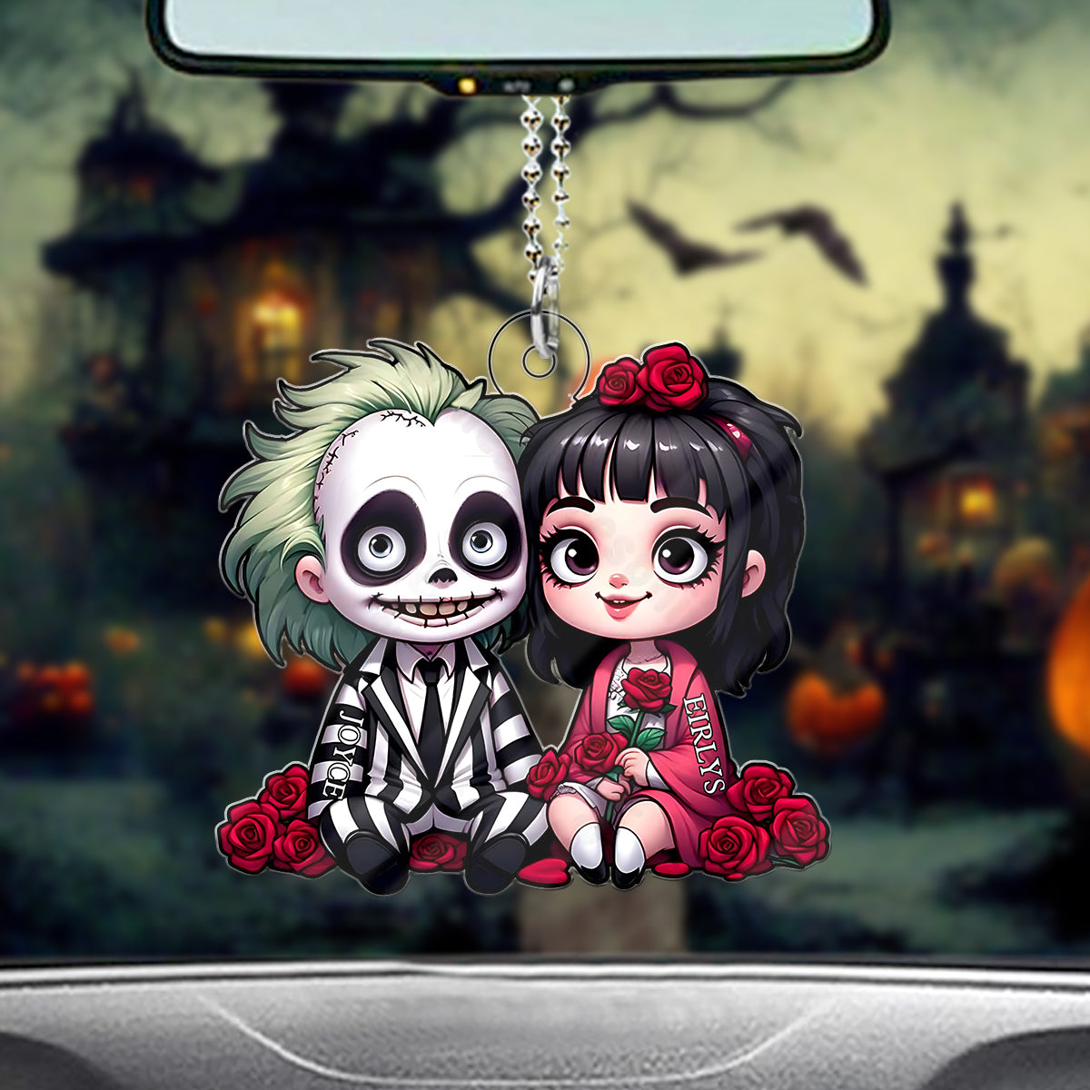 Horror Couple - Personalized Custom Shaped Car Ornament