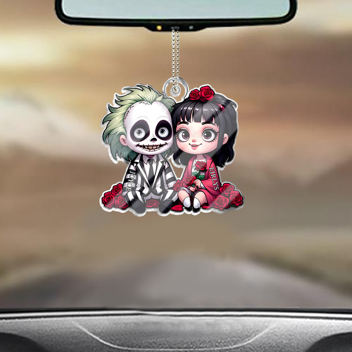 Horror Couple - Personalized Custom Shaped Car Ornament