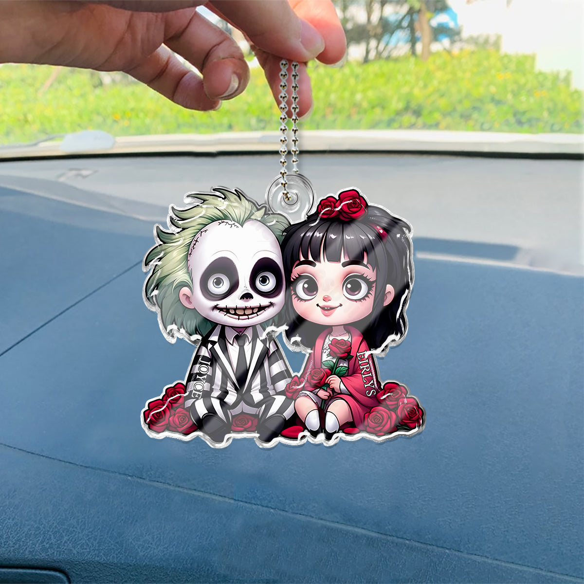 Horror Couple - Personalized Custom Shaped Car Ornament