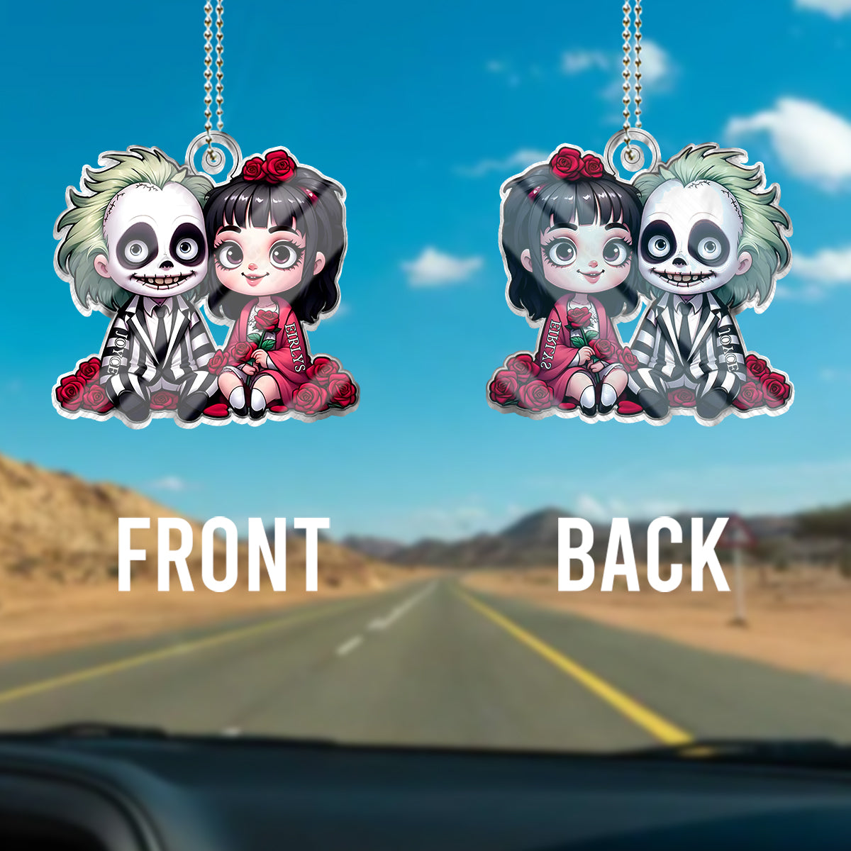 Horror Couple - Personalized Custom Shaped Car Ornament