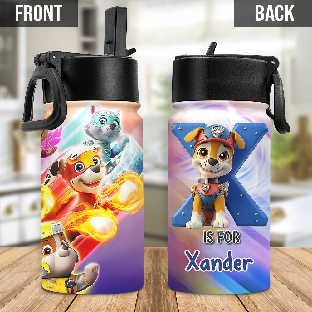 Cool Chasing Alphabet - Personalized Kids Water Bottle