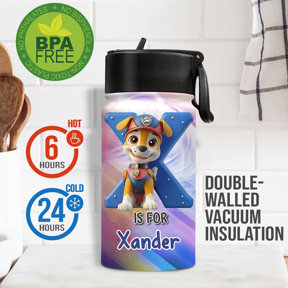 Cool Chasing Alphabet - Personalized Kids Water Bottle