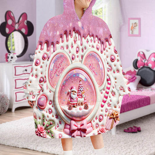 Merry Christmas - Personalized Mouse Blanket Hoodie