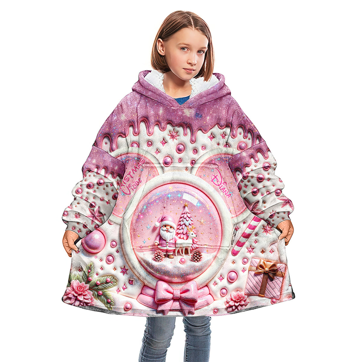 Merry Christmas - Personalized Mouse Blanket Hoodie
