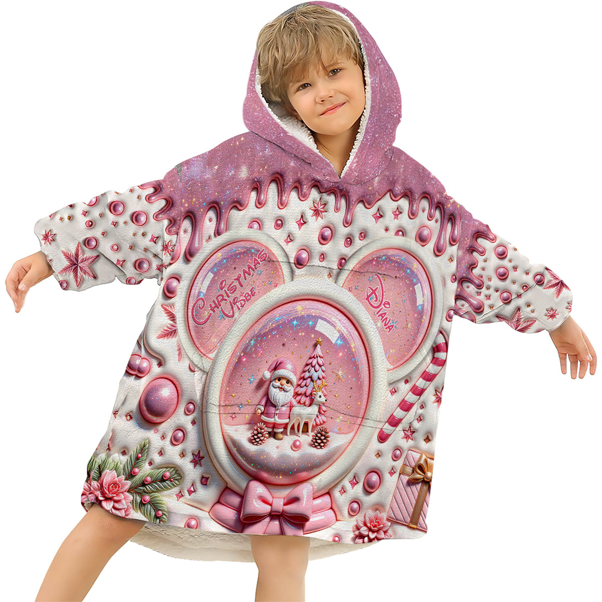 Merry Christmas - Personalized Mouse Blanket Hoodie