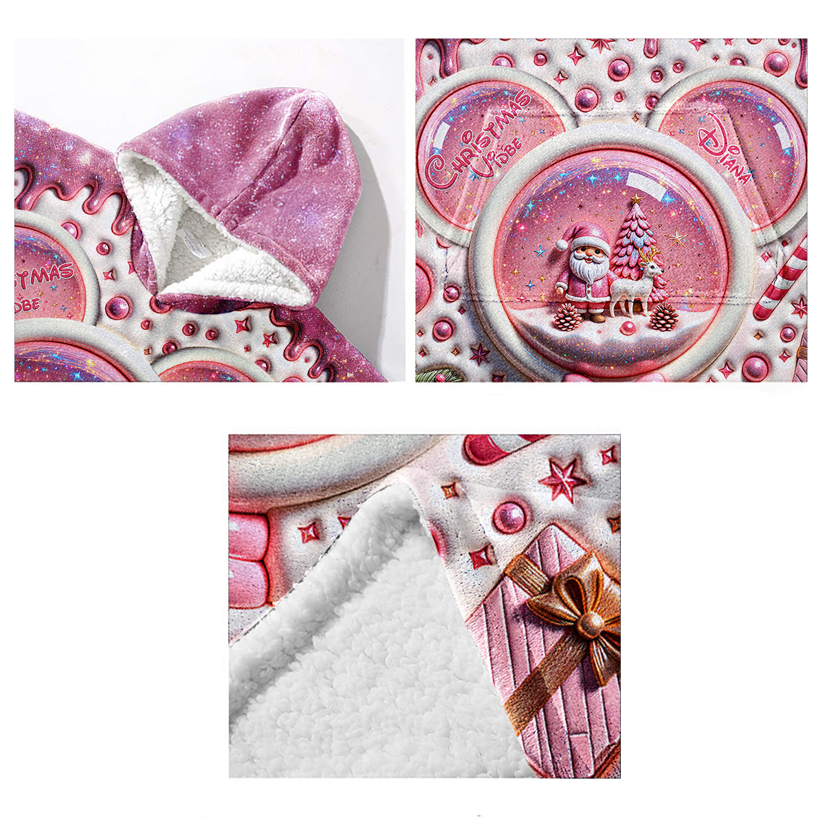 Merry Christmas - Personalized Mouse Blanket Hoodie