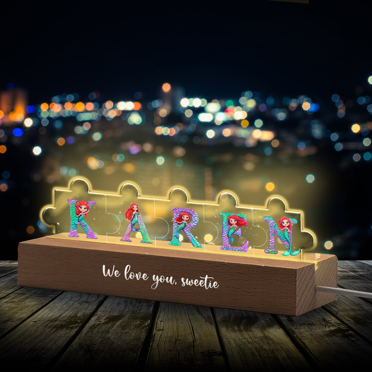 Name Puzzle - Personalized Kid Shaped Led Night Light