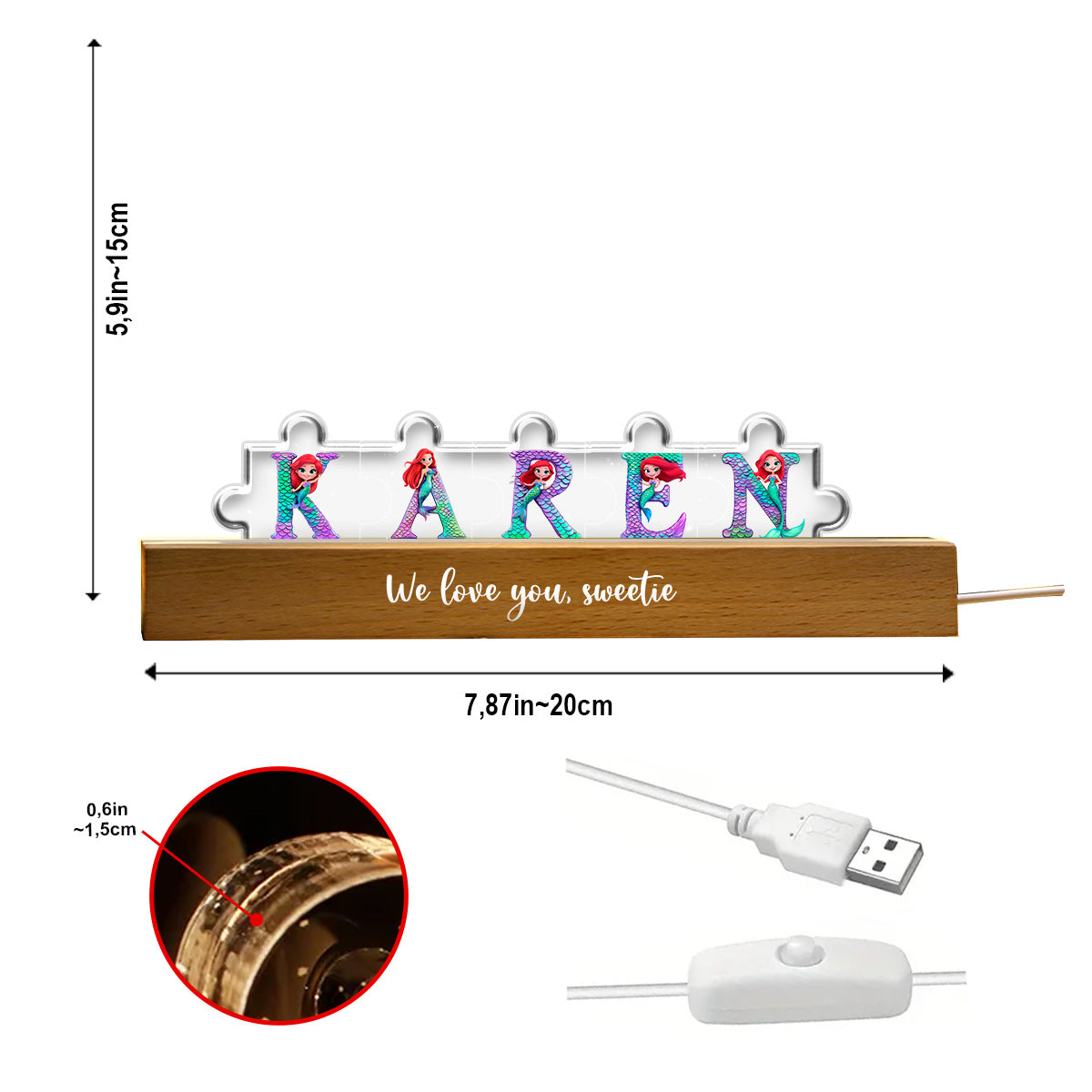 Name Puzzle - Personalized Kid Shaped Led Night Light