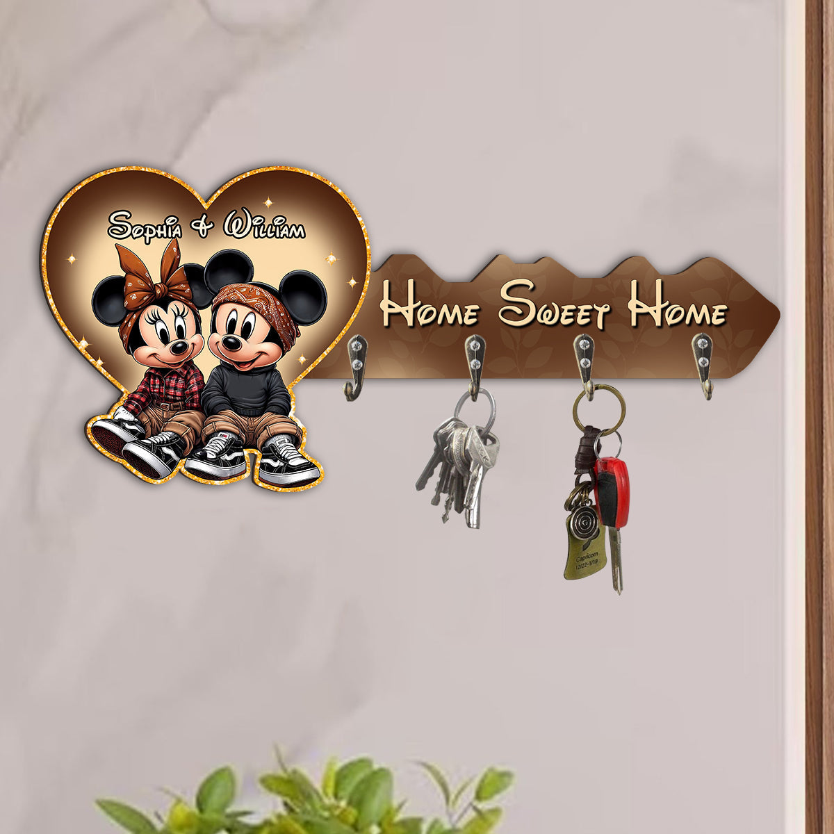 Home Sweet Home - Personalized Mouse Custom Shaped Key Rack