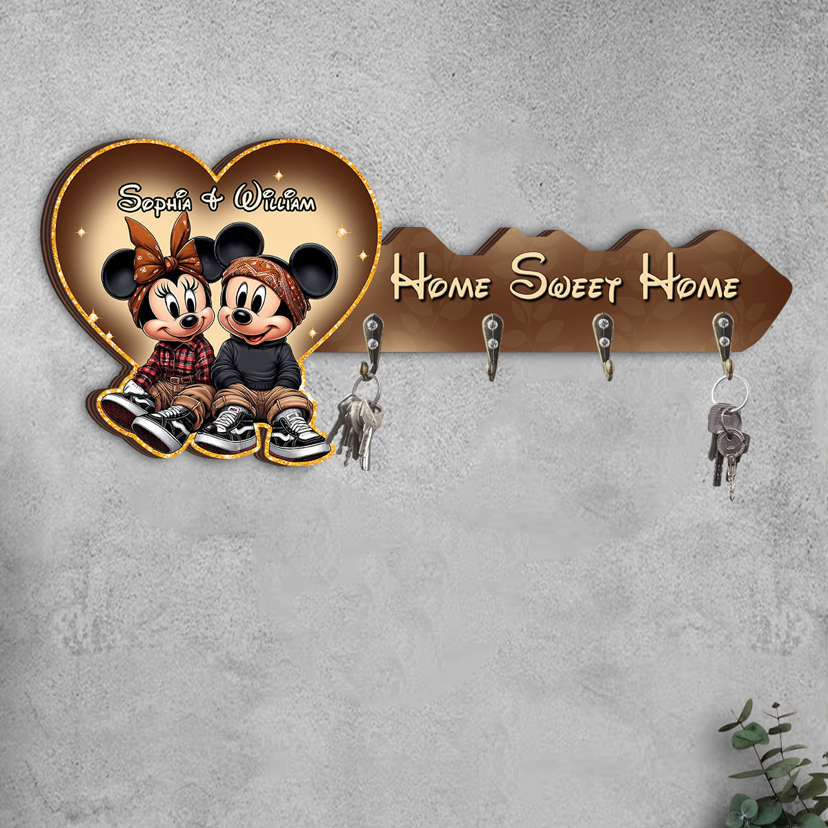 Home Sweet Home - Personalized Mouse Custom Shaped Key Rack