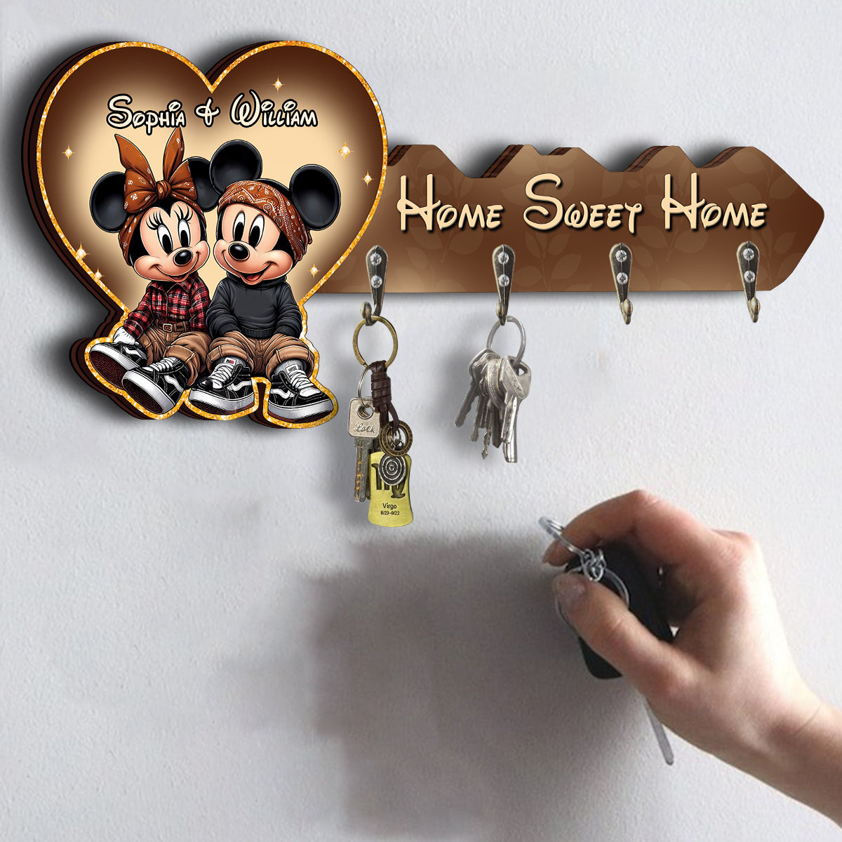 Home Sweet Home - Personalized Mouse Custom Shaped Key Rack