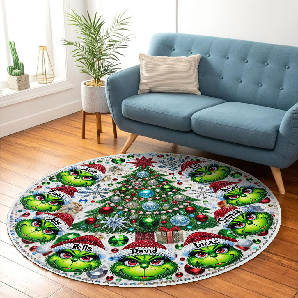 Merry Grinchmas - Personalized Stole Christmas Round Rug