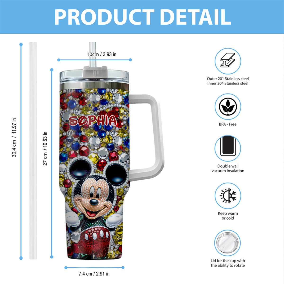 Magic World - Personalized Mouse Tumbler With Handle