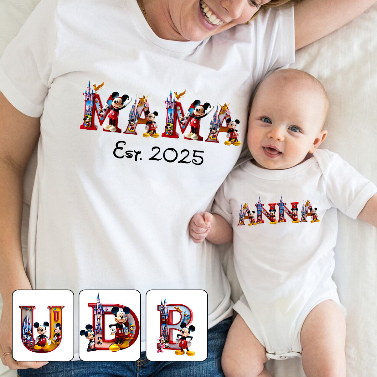 First Mother's Day Together - Personalized Mouse T-shirt And Baby Onesie