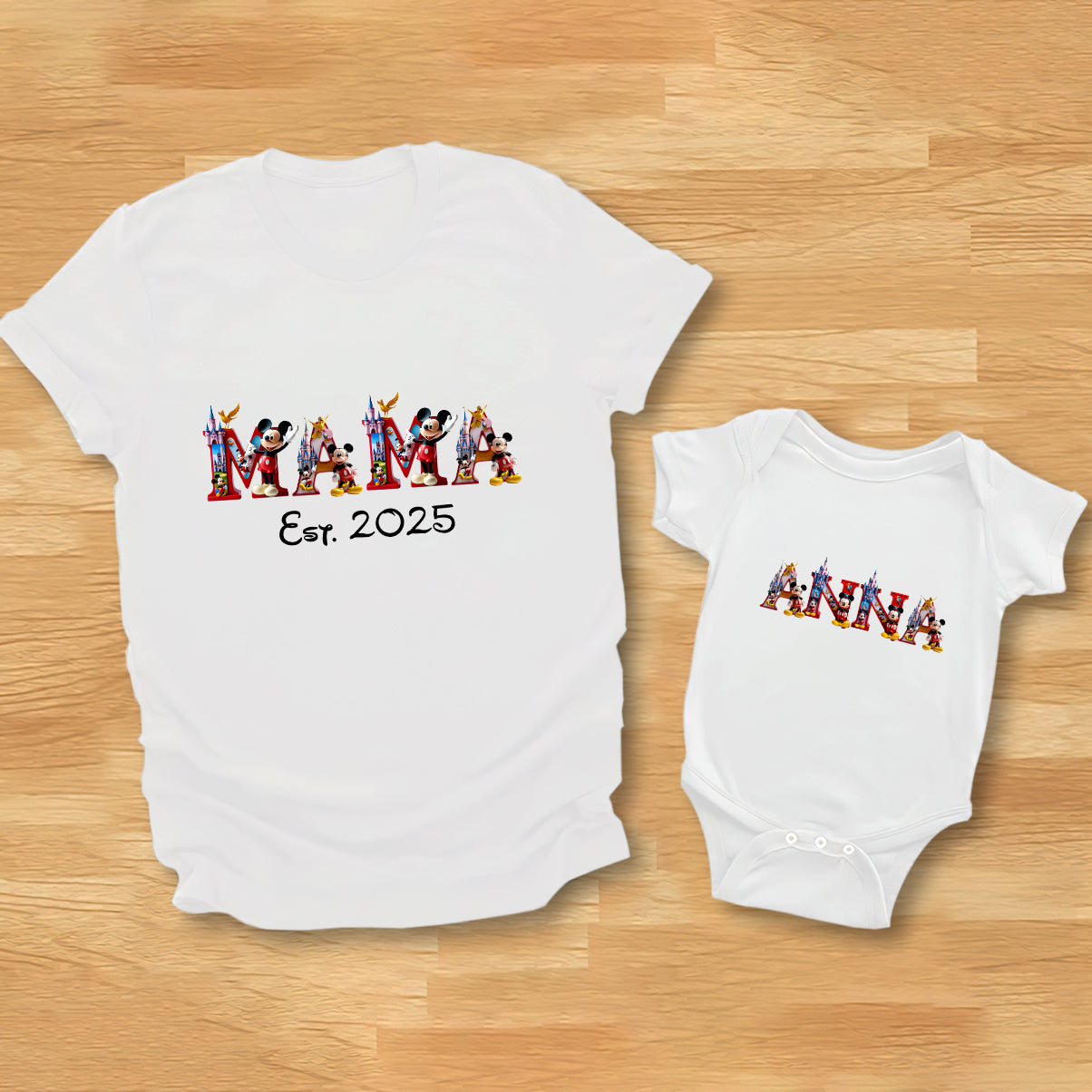 First Mother's Day Together - Personalized Mouse T-shirt And Baby Onesie