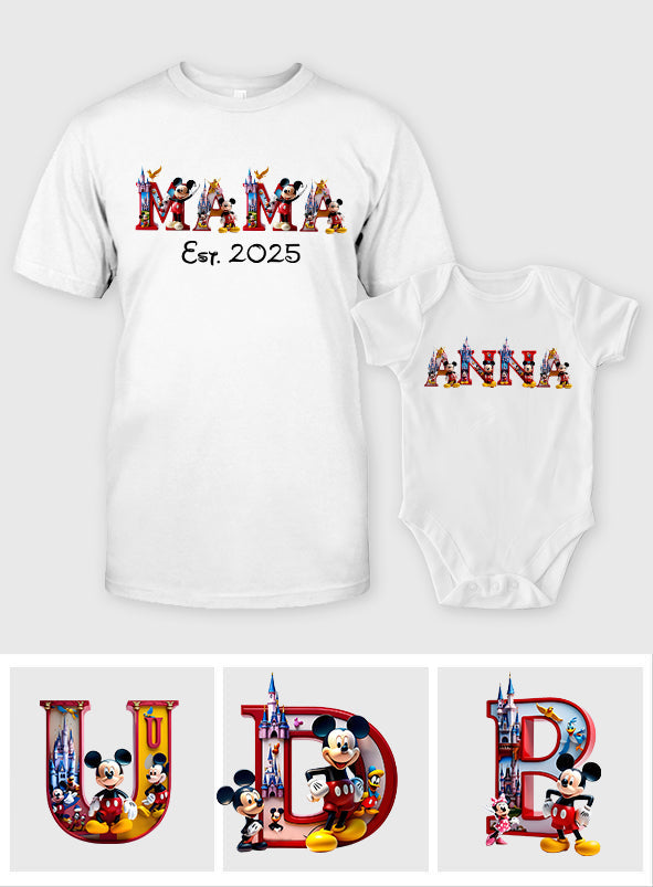 First Mother's Day Together - Personalized Mouse T-shirt And Baby Onesie
