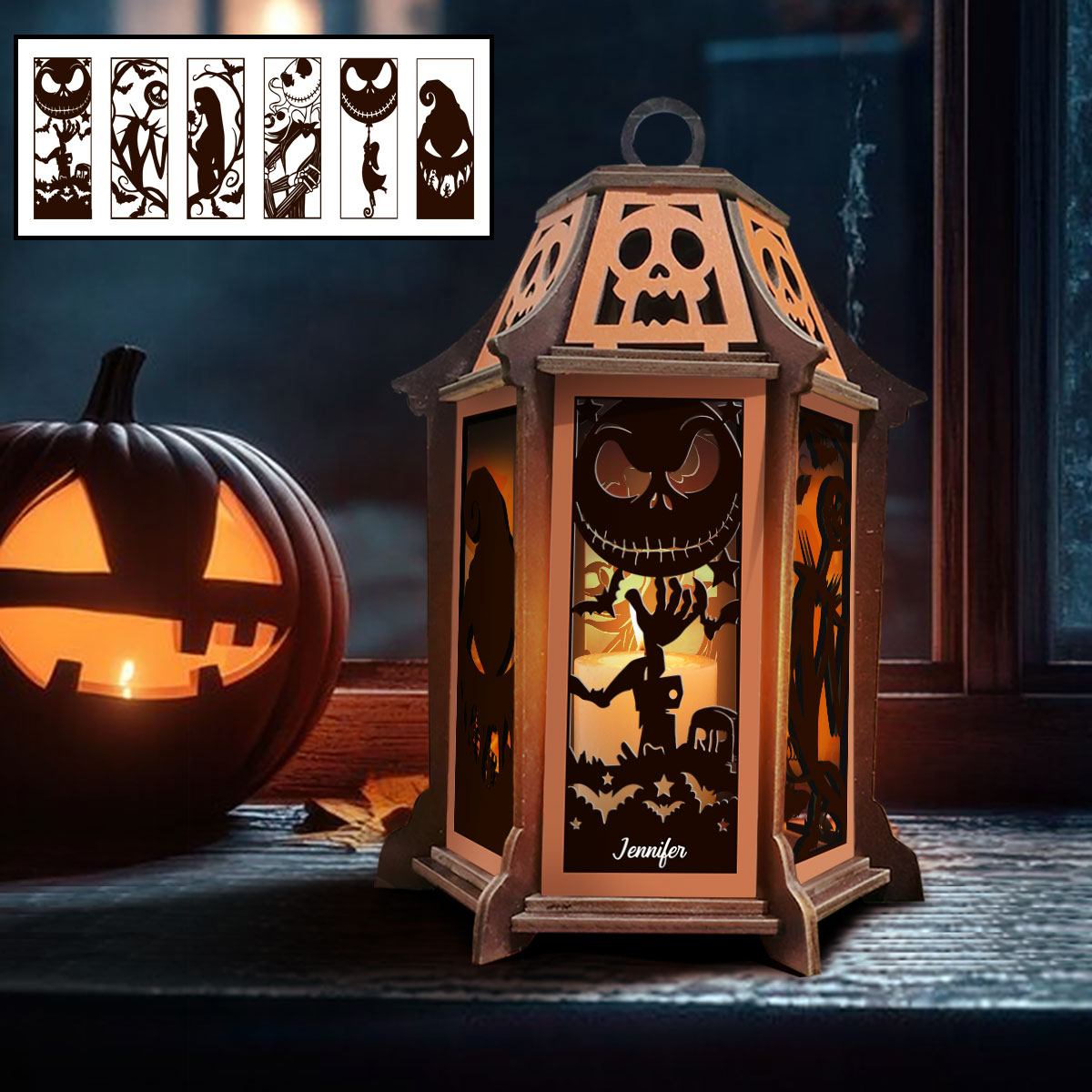 Nightmare Before Christmas - Personalized Nightmare Laser Cut Lantern
