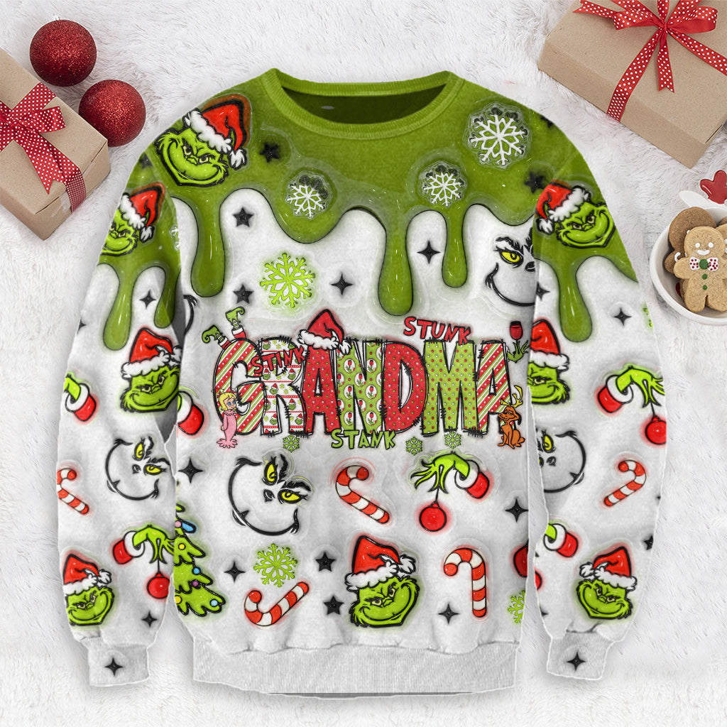 Green Grandma - Personalized Grandma Ugly Sweater