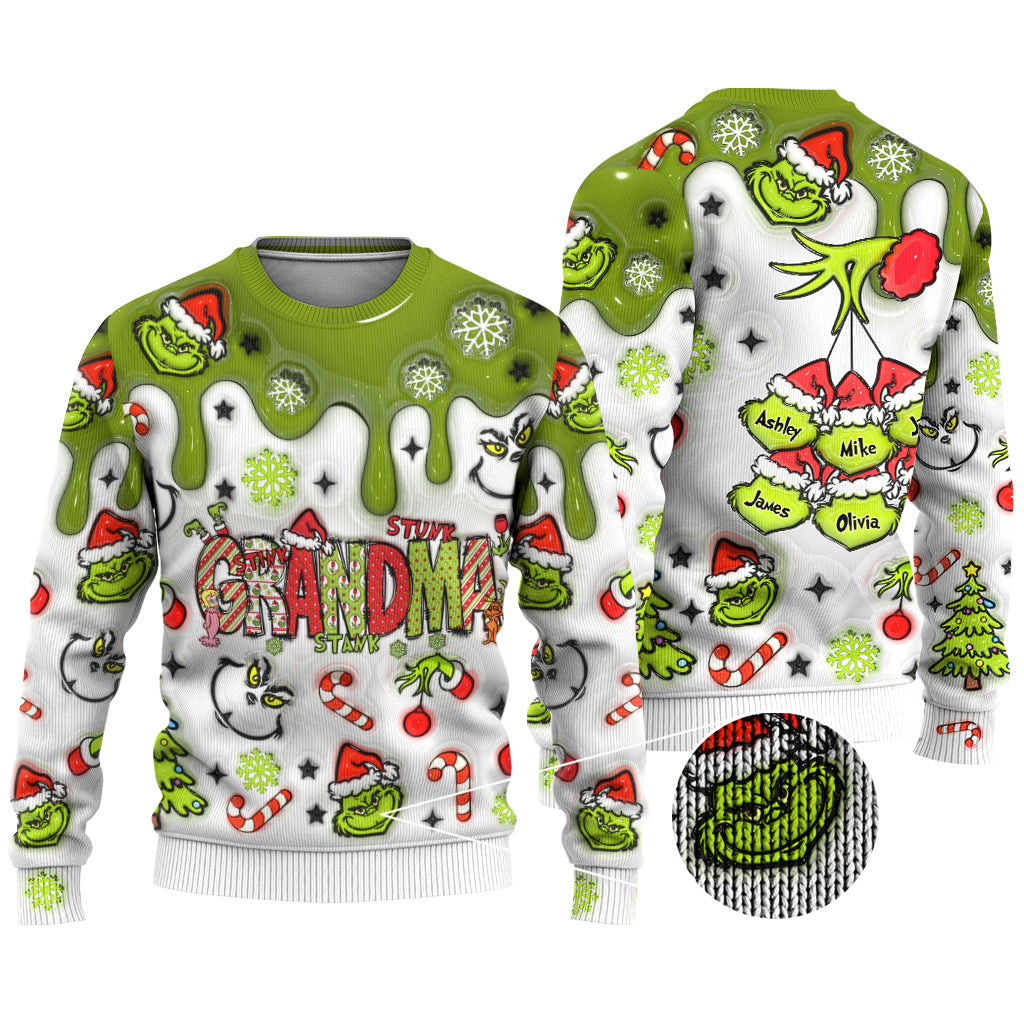 Green Grandma - Personalized Grandma Ugly Sweater