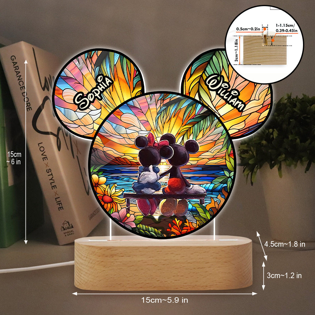 Romantic Sunset - Personalized Mouse Shaped Plaque Light Base