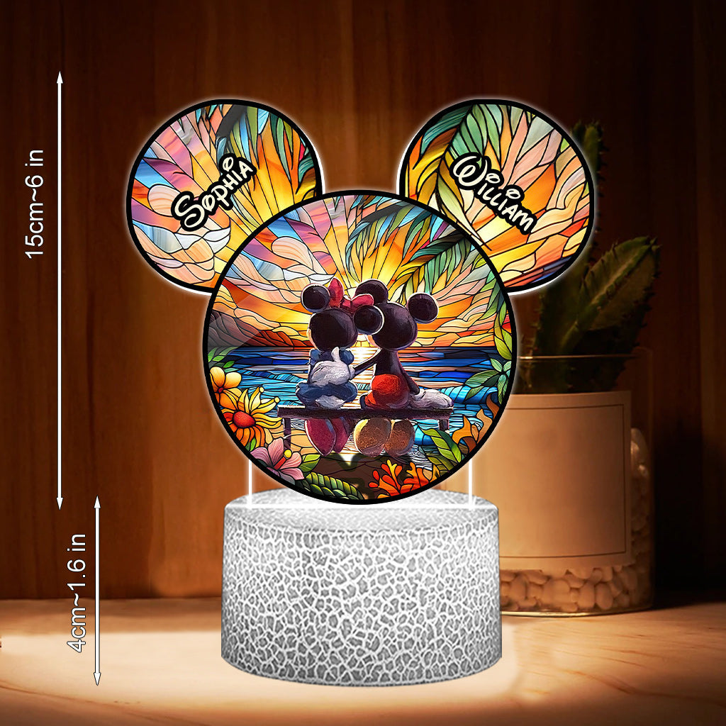 Romantic Sunset - Personalized Mouse Shaped Plaque Light Base