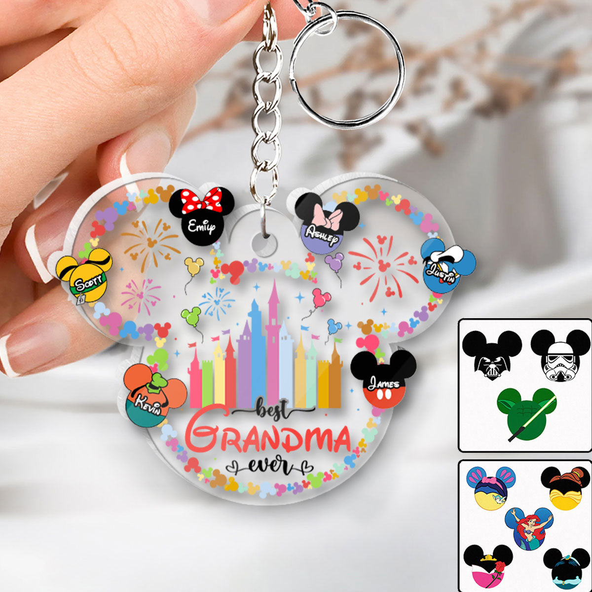 Best Grandma Mom Ever - Personalized Mouse Transparent Keychain