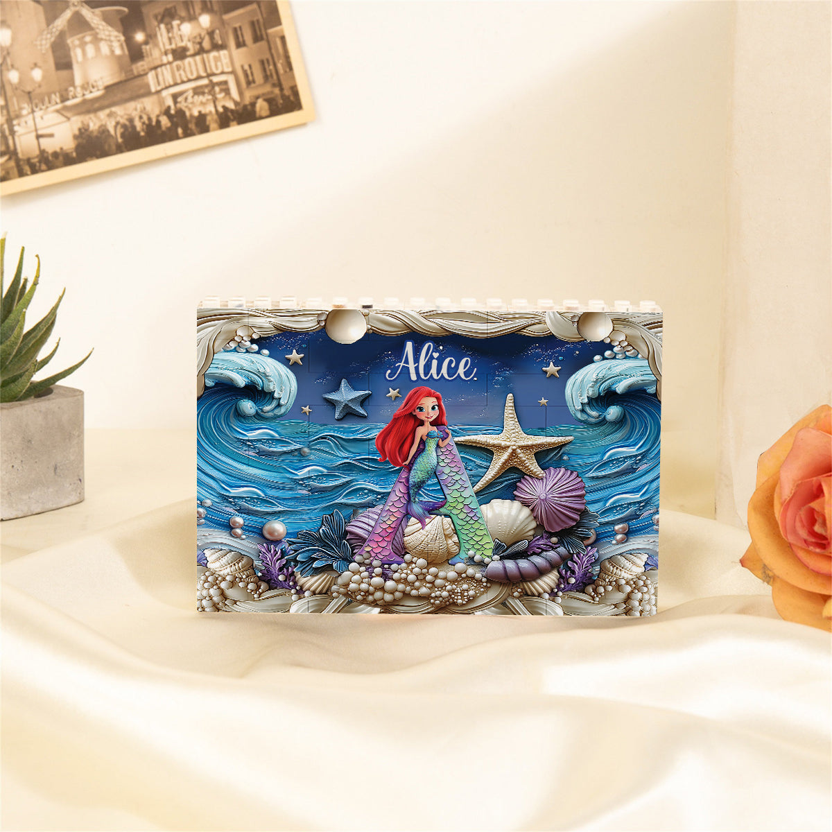 My Little Dream World - Personalized Kid Horizontal Rectangle Building Brick Blocks Printed On Both Sides