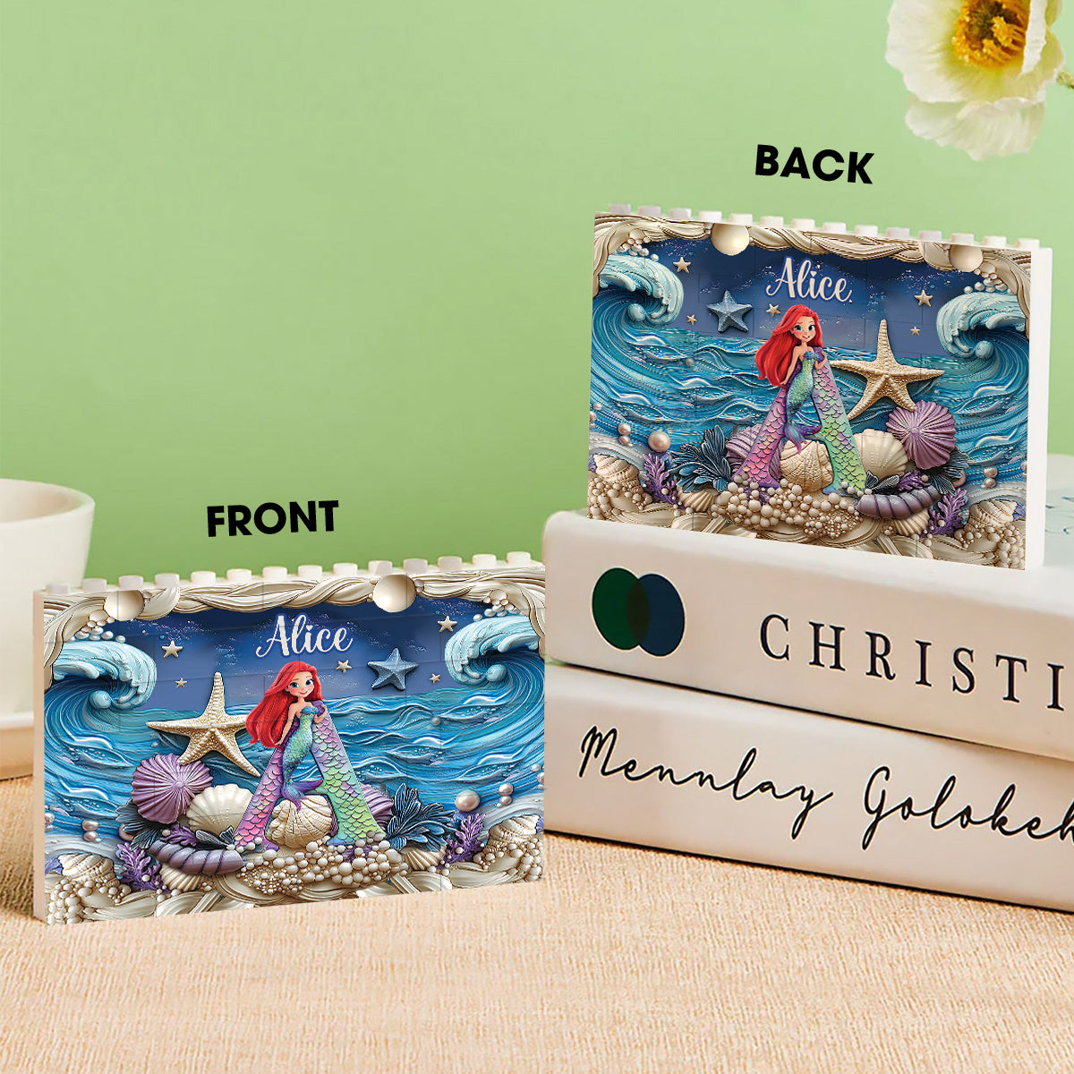 My Little Dream World - Personalized Kid Horizontal Rectangle Building Brick Blocks Printed On Both Sides