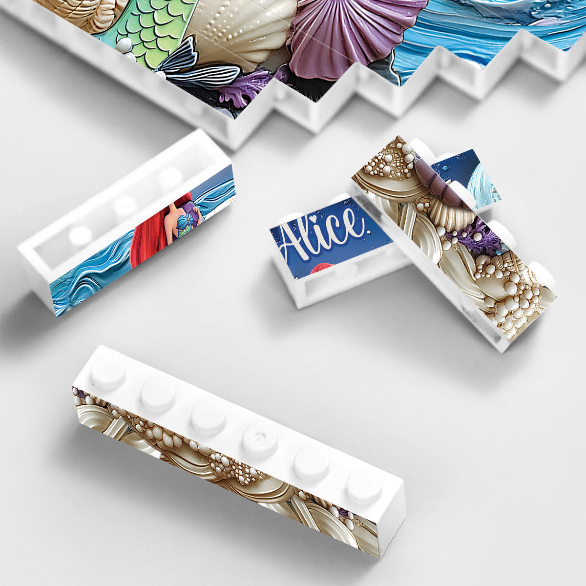 My Little Dream World - Personalized Kid Horizontal Rectangle Building Brick Blocks Printed On Both Sides