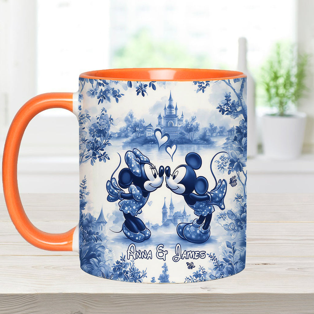 Classic Blue & White Ceramic Mouse Couple - Personalized Mouse Accent Mug