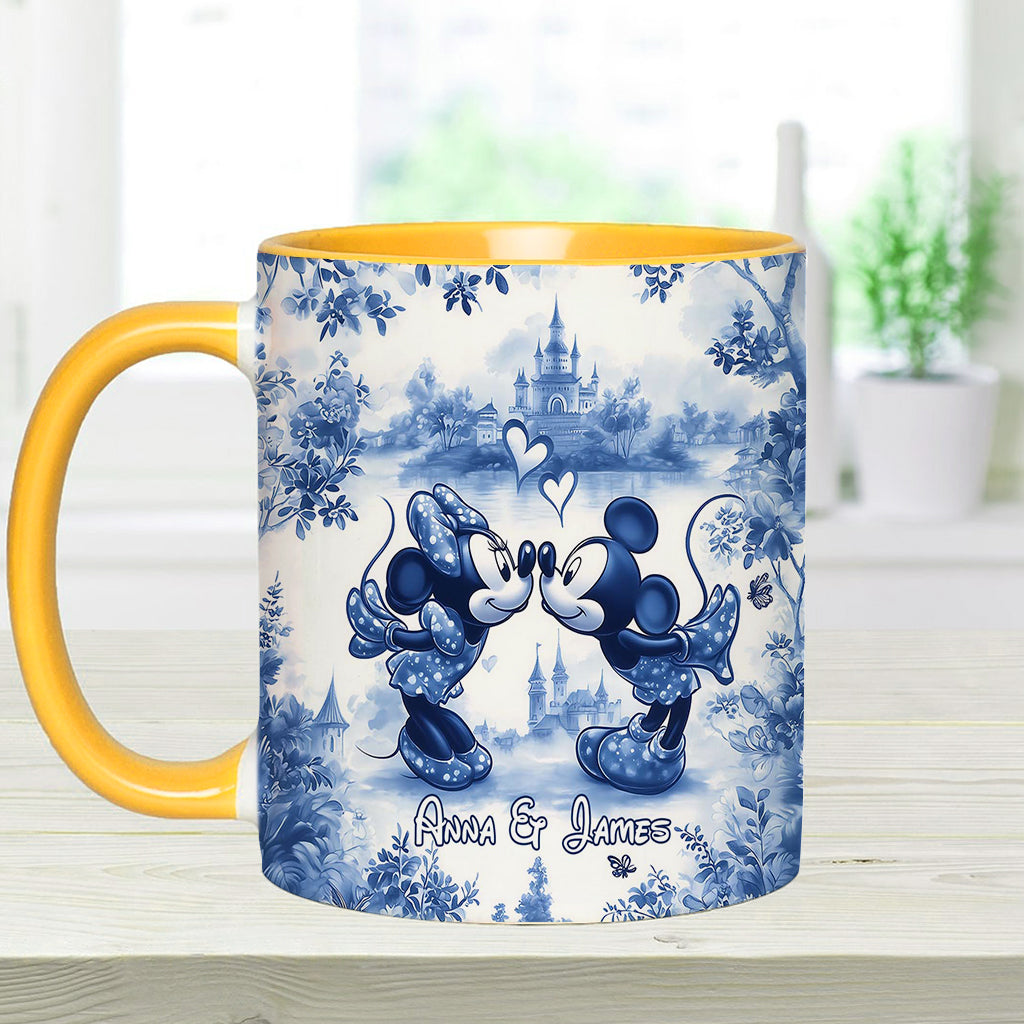 Classic Blue & White Ceramic Mouse Couple - Personalized Mouse Accent Mug