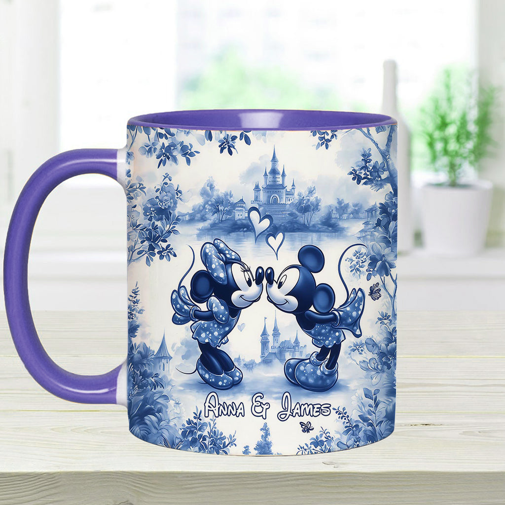 Classic Blue & White Ceramic Mouse Couple - Personalized Mouse Accent Mug