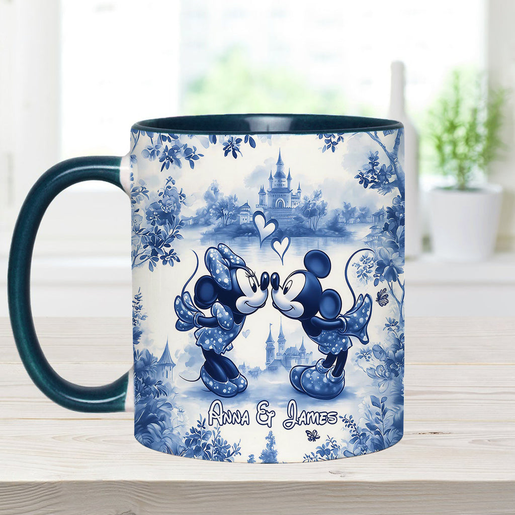 Classic Blue & White Ceramic Mouse Couple - Personalized Mouse Accent Mug