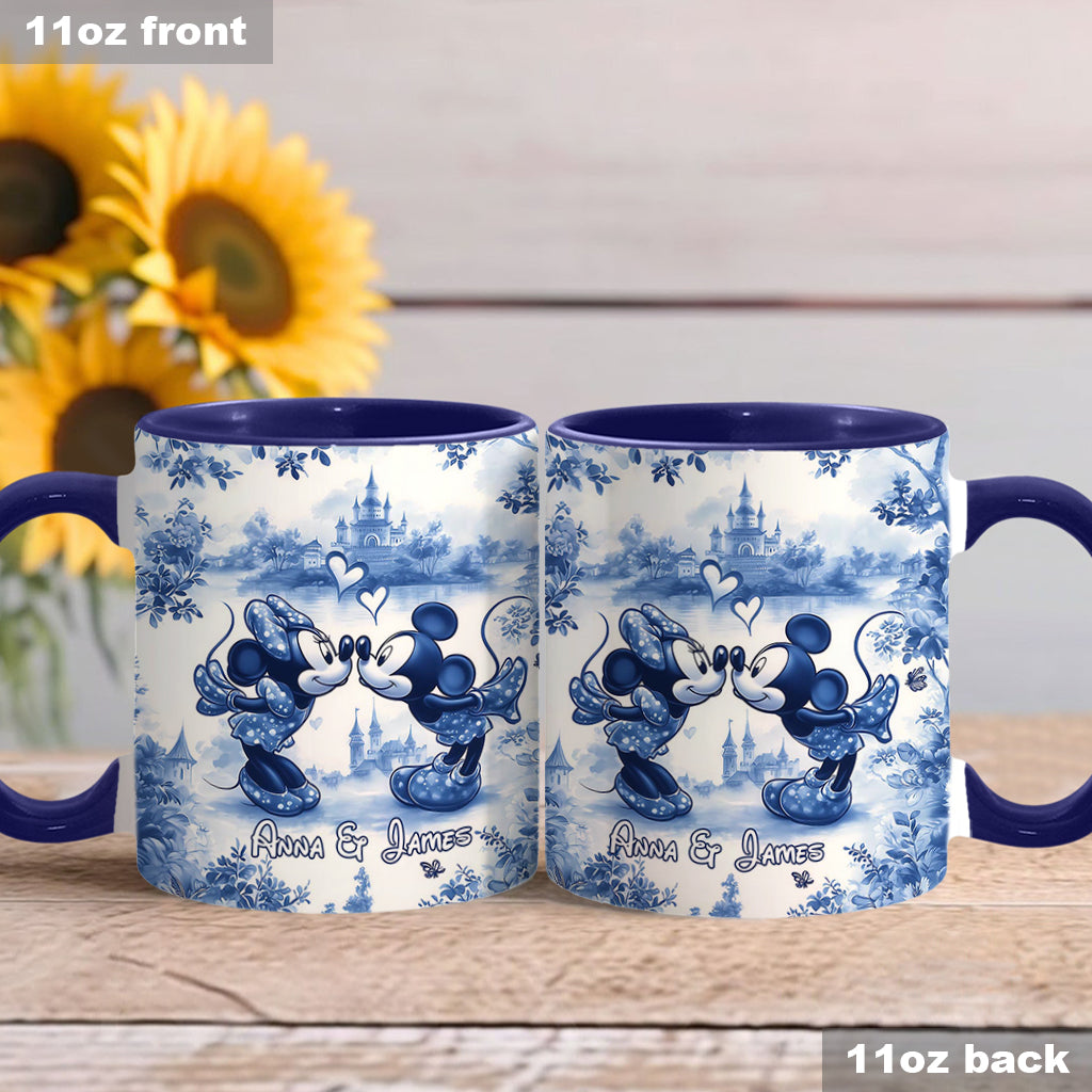 Classic Blue & White Ceramic Mouse Couple - Personalized Mouse Accent Mug