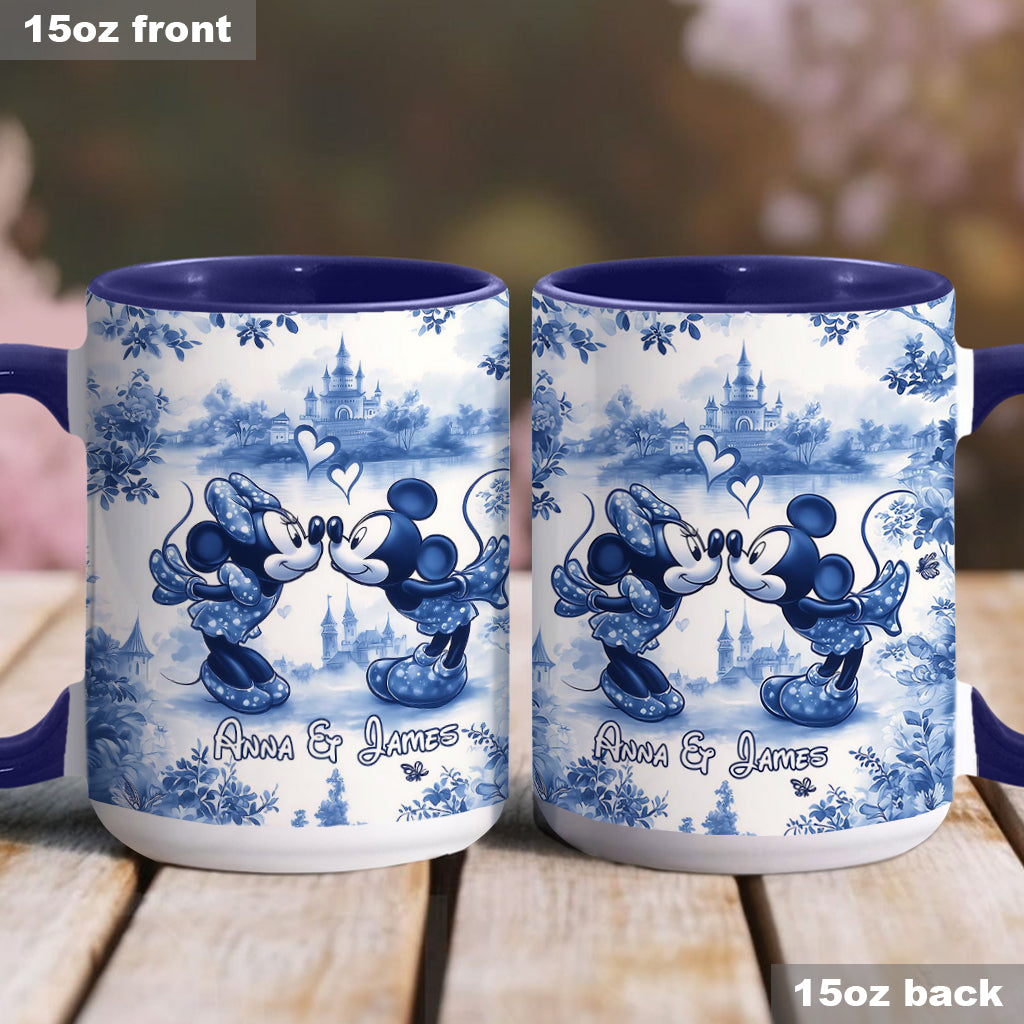 Classic Blue & White Ceramic Mouse Couple - Personalized Mouse Accent Mug