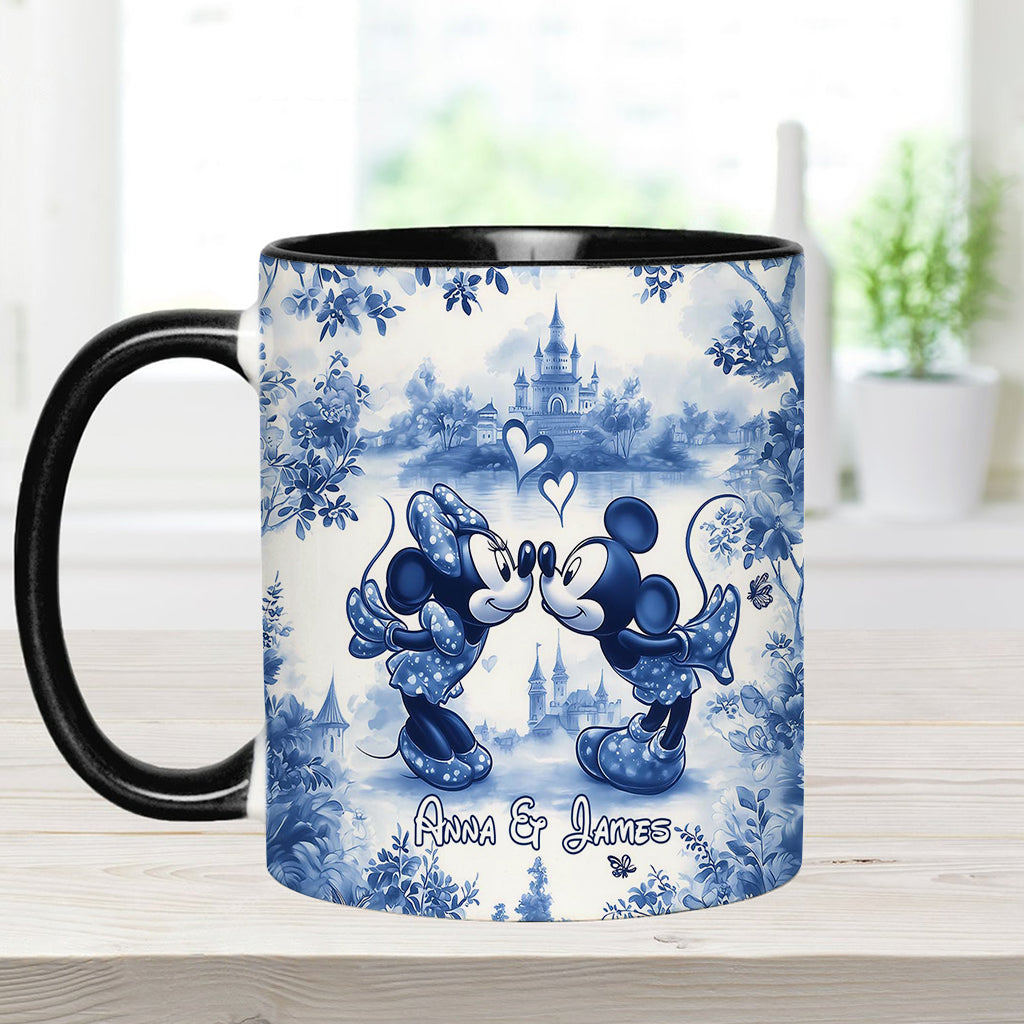 Classic Blue & White Ceramic Mouse Couple - Personalized Mouse Accent Mug