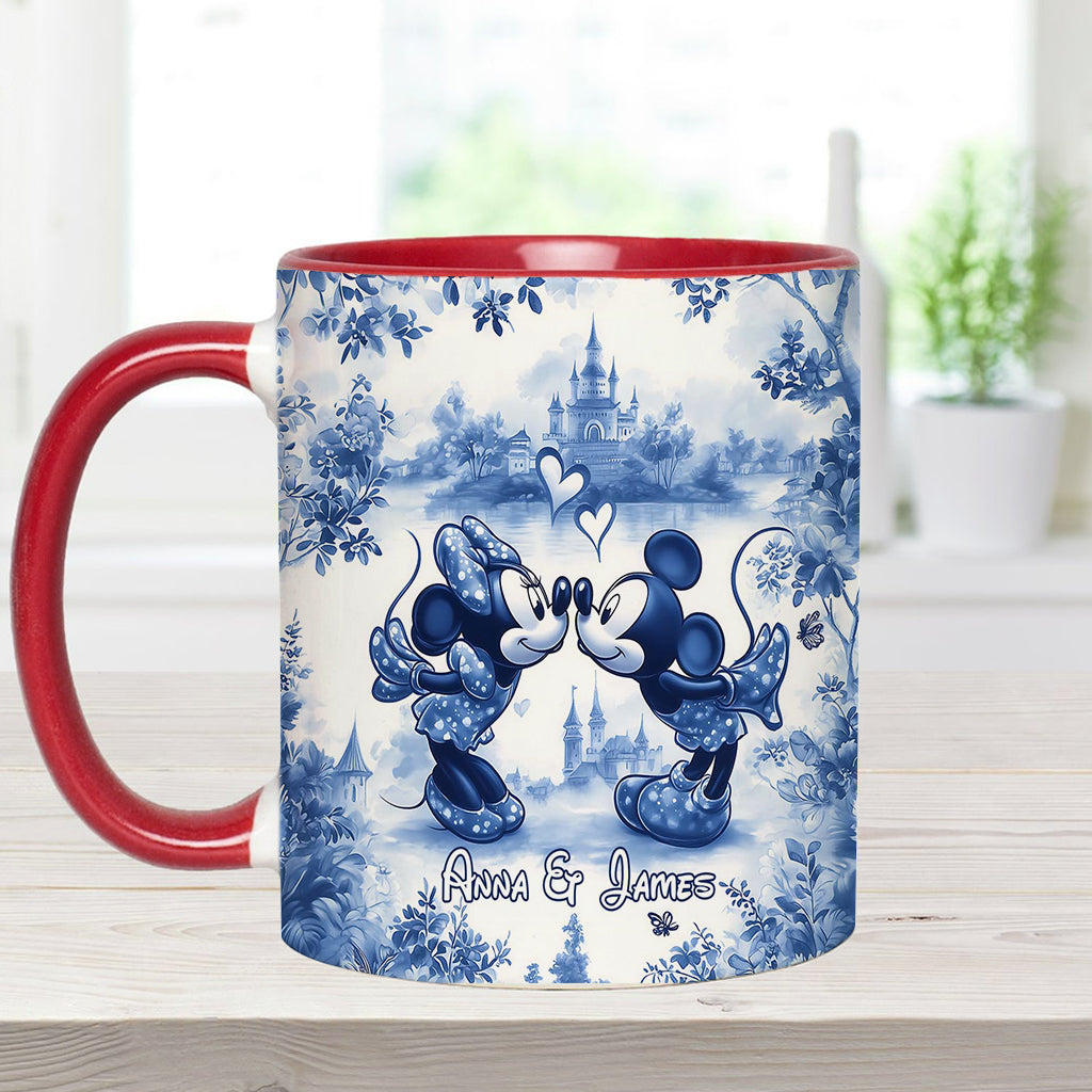 Classic Blue & White Ceramic Mouse Couple - Personalized Mouse Accent Mug